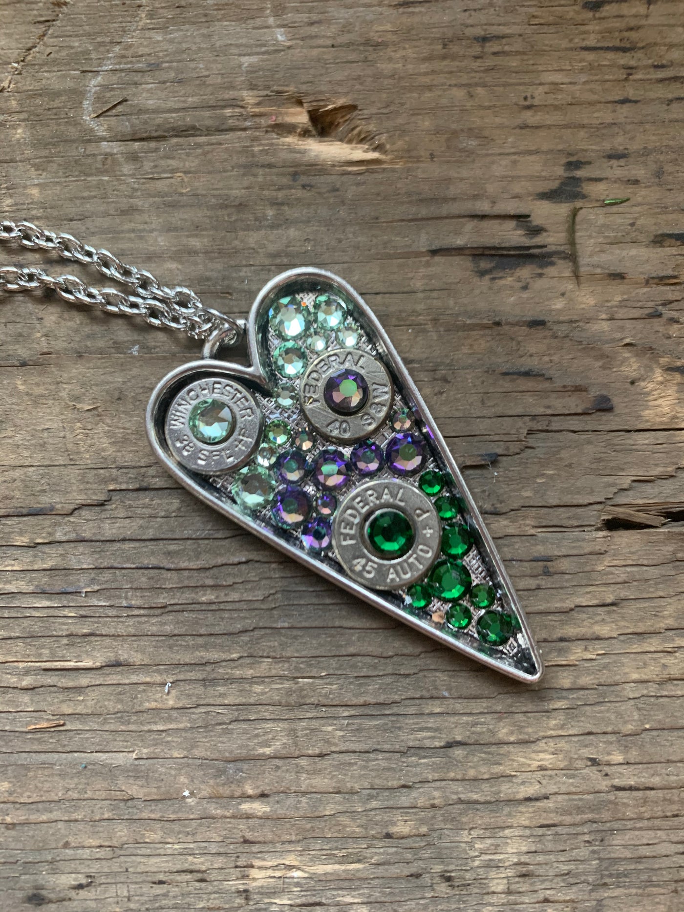 Spring Green and Purple Heart Bullet Necklace - Jill's Jewels | Unique, Handcrafted, Trendy, And Fun Jewelry