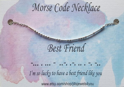 Morse Code Necklace- Best Friend - Jill's Jewels | Unique, Handcrafted, Trendy, And Fun Jewelry