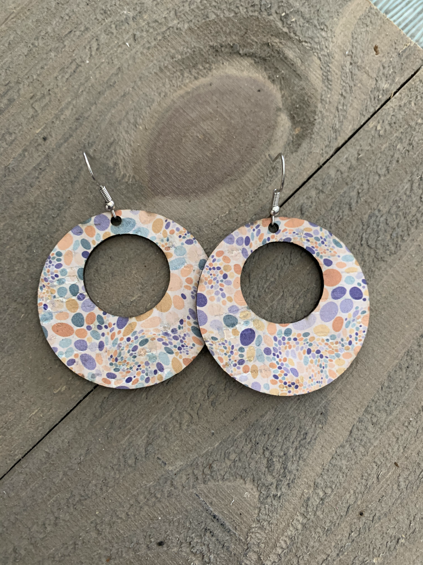 Pastel Pebble Cork Hoop Earring - Jill's Jewels | Unique, Handcrafted, Trendy, And Fun Jewelry