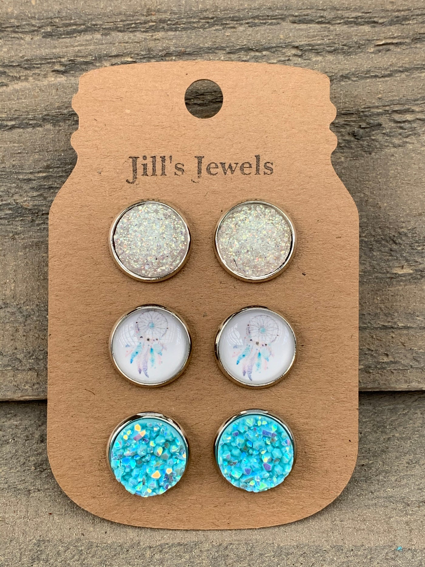 Mint Pastel Dream Catcher Faux Druzy Earring 3 Set - Jill's Jewels | Unique, Handcrafted, Trendy, And Fun Jewelry