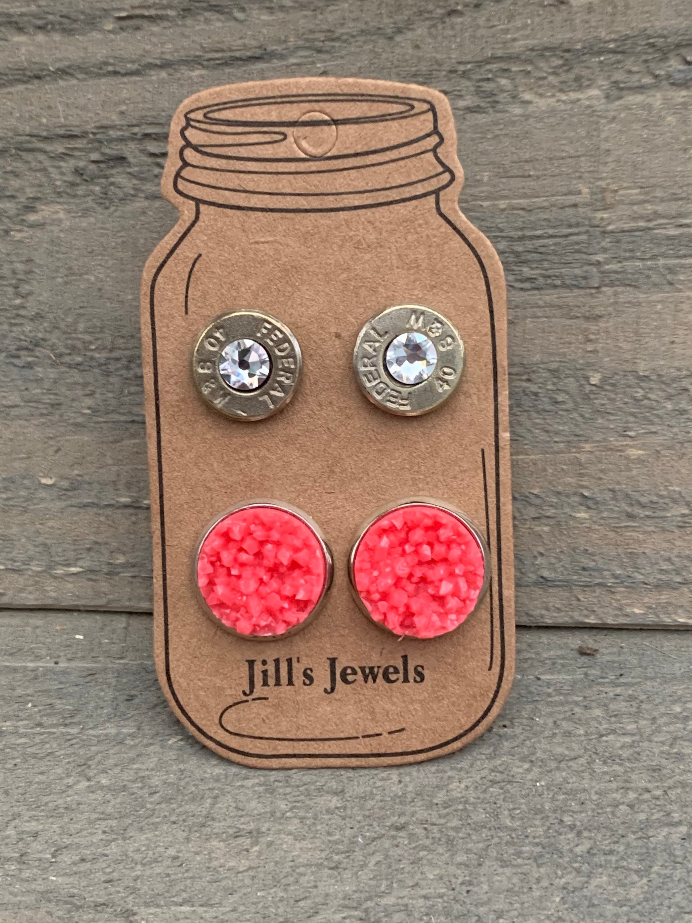 Coral Orange 40 Caliber bullet earring set - Jill's Jewels | Unique, Handcrafted, Trendy, And Fun Jewelry