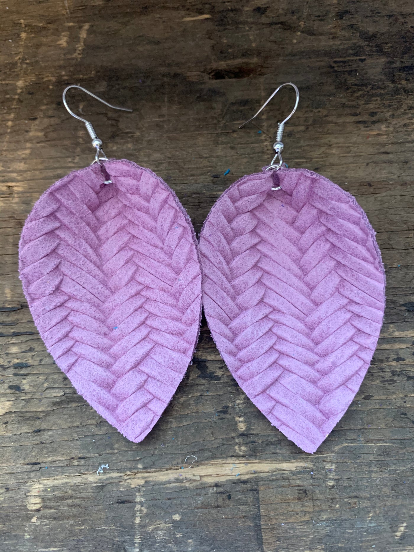 Light Purple Braided Leather Earrings - Jill's Jewels | Unique, Handcrafted, Trendy, And Fun Jewelry