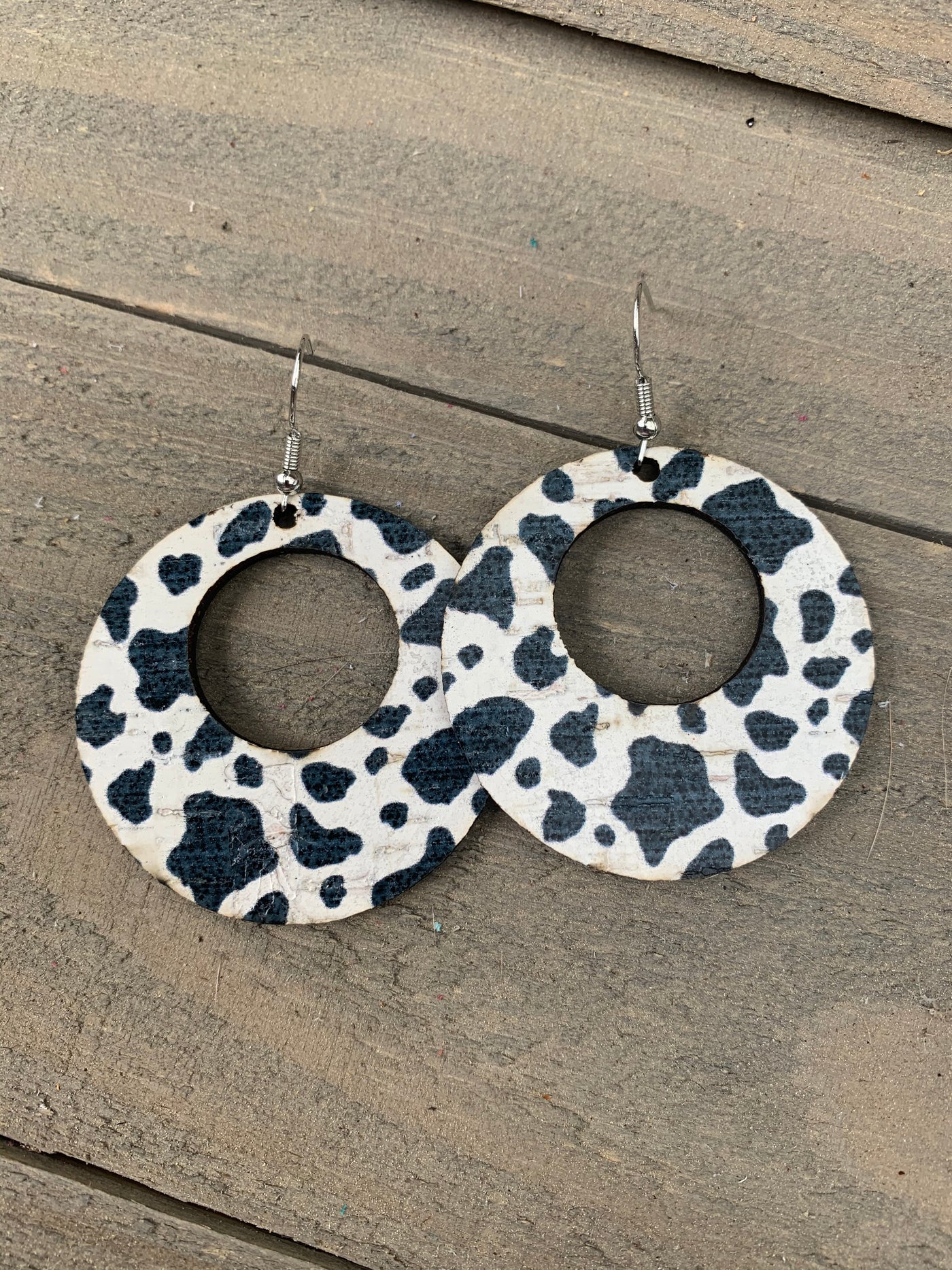 Cow Print Cork Leather Earring - Jill's Jewels | Unique, Handcrafted, Trendy, And Fun Jewelry