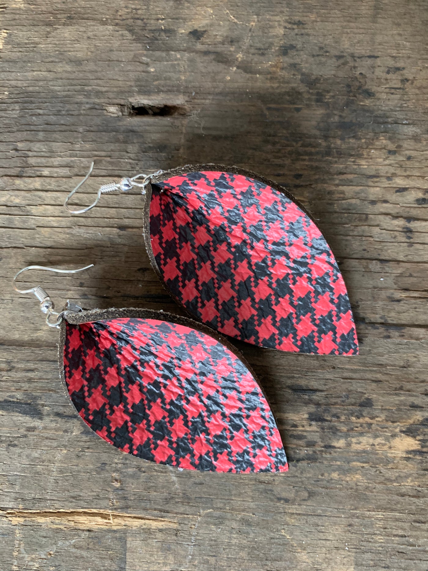 Black and Red Houndsthooth Earrings - Jill's Jewels | Unique, Handcrafted, Trendy, And Fun Jewelry