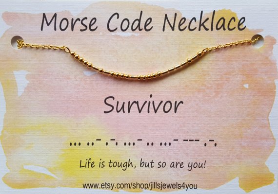 Morse Code Necklace- Survivor - Jill's Jewels | Unique, Handcrafted, Trendy, And Fun Jewelry