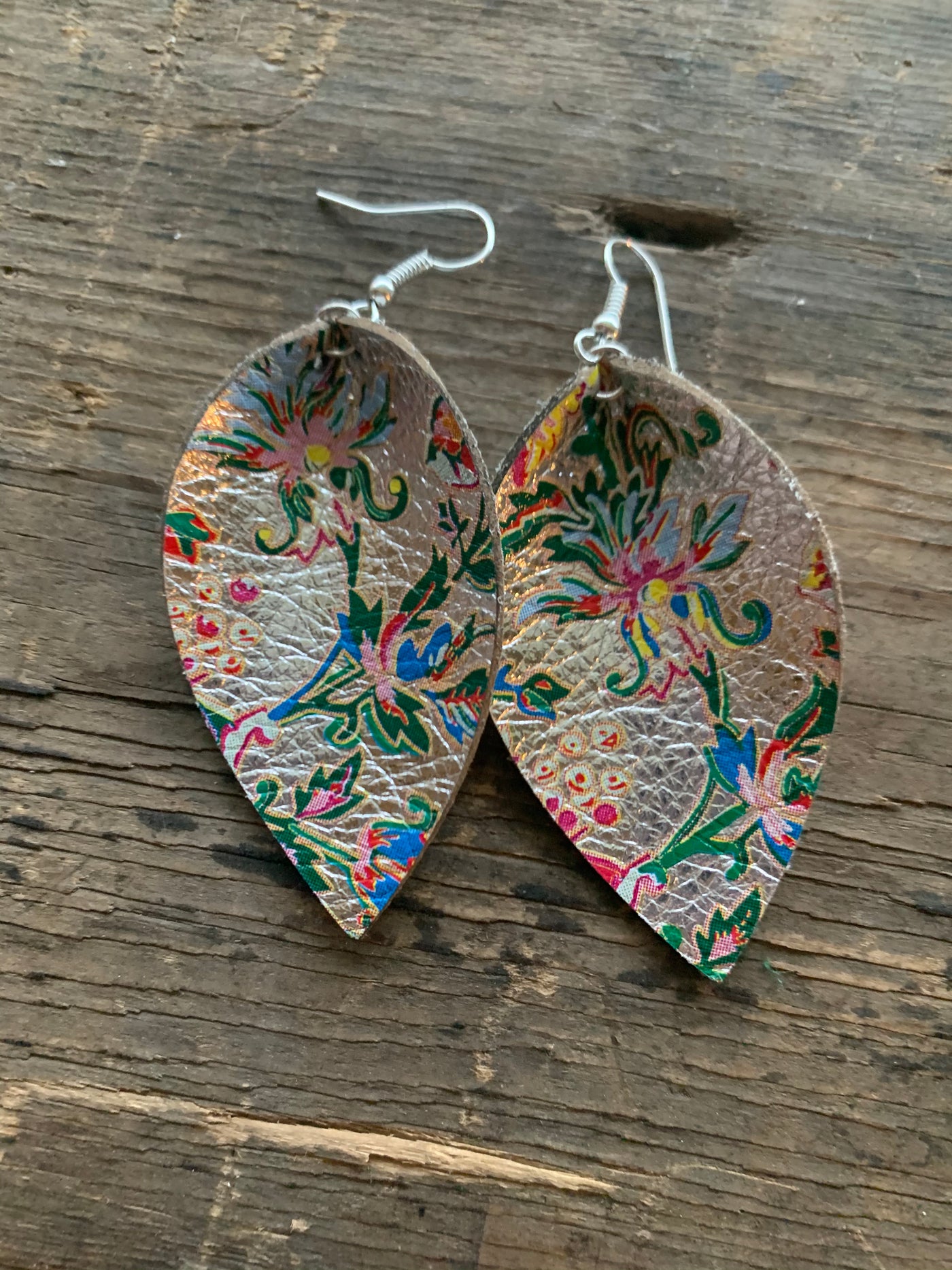 Silver Floral Leather Earrings - Jill's Jewels | Unique, Handcrafted, Trendy, And Fun Jewelry