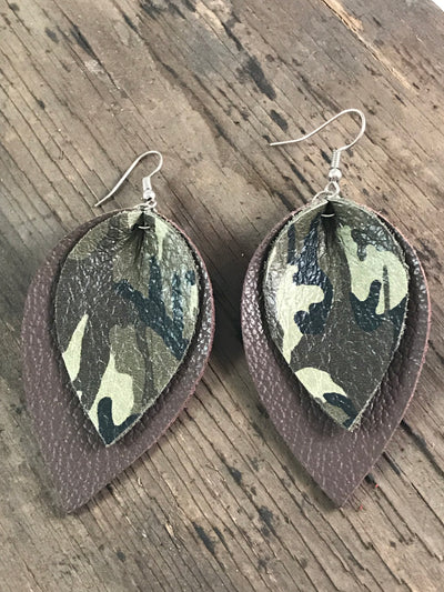 Green and Brown Camo Earrings - Jill's Jewels | Unique, Handcrafted, Trendy, And Fun Jewelry