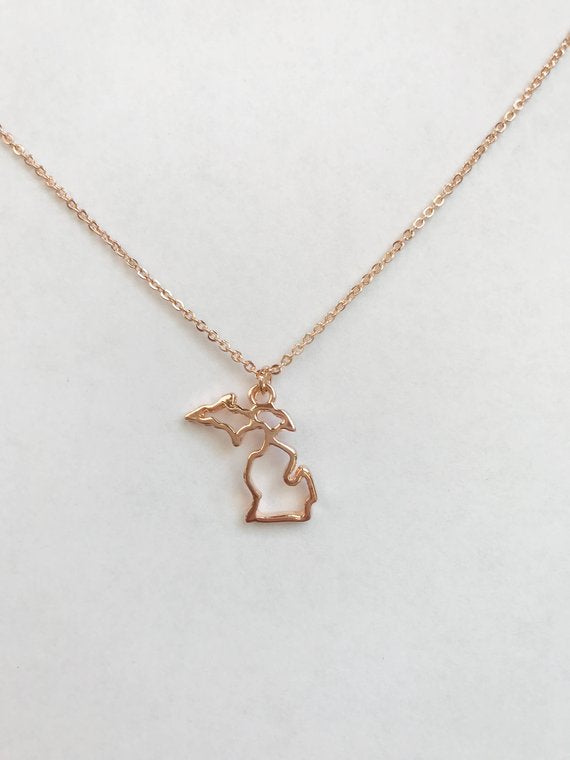 Michigan Charm Necklace - Rose Gold - Jill's Jewels | Unique, Handcrafted, Trendy, And Fun Jewelry