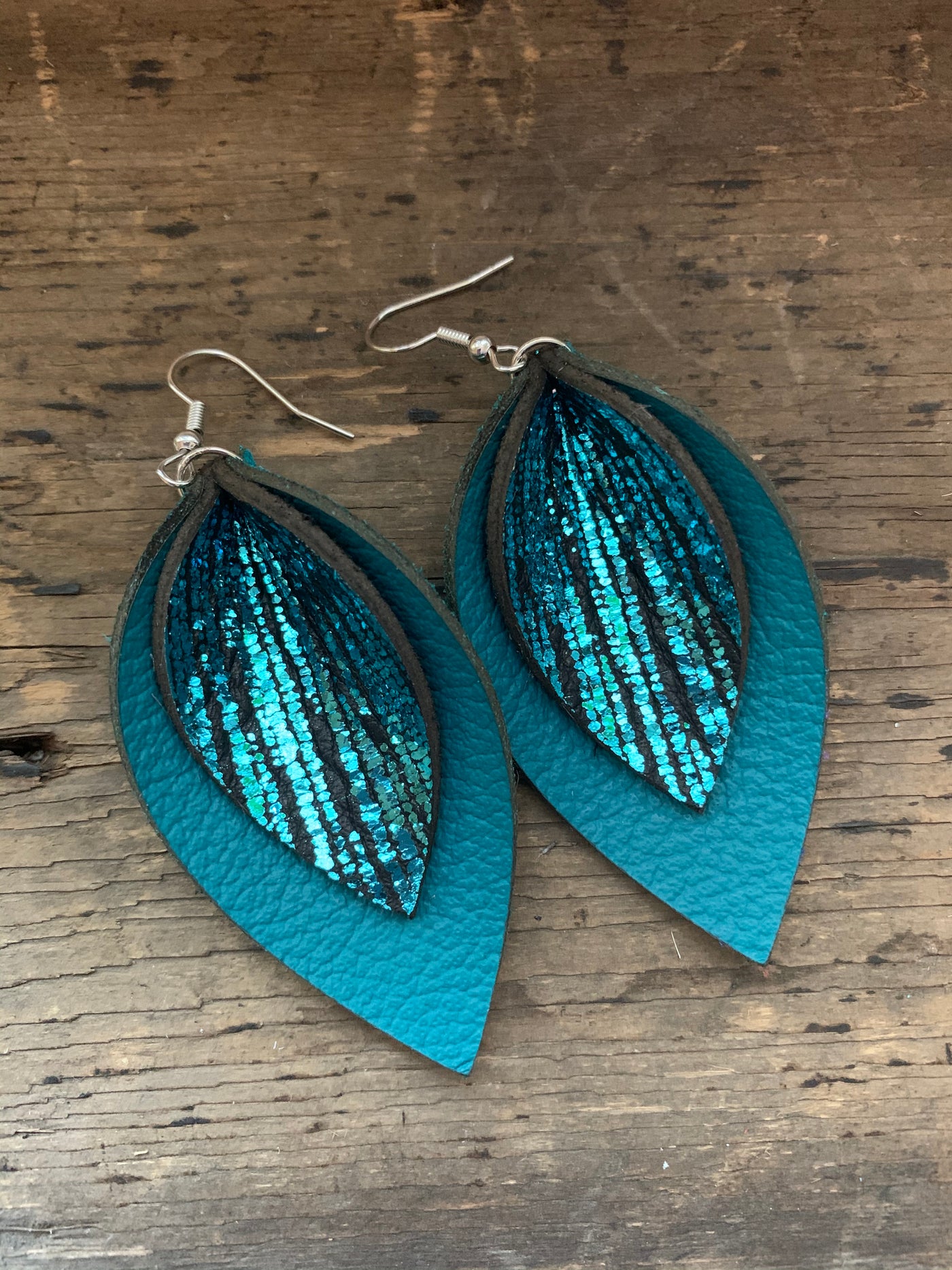 Turquoise Rain Double Layer Leather Earrings - Jill's Jewels | Unique, Handcrafted, Trendy, And Fun Jewelry