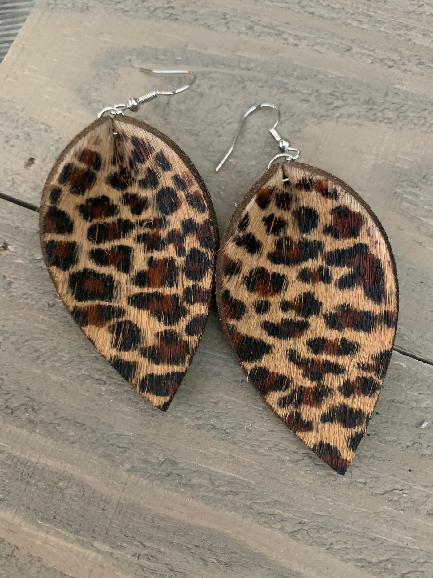 Leopard hair on leather earring - Jill's Jewels | Unique, Handcrafted, Trendy, And Fun Jewelry