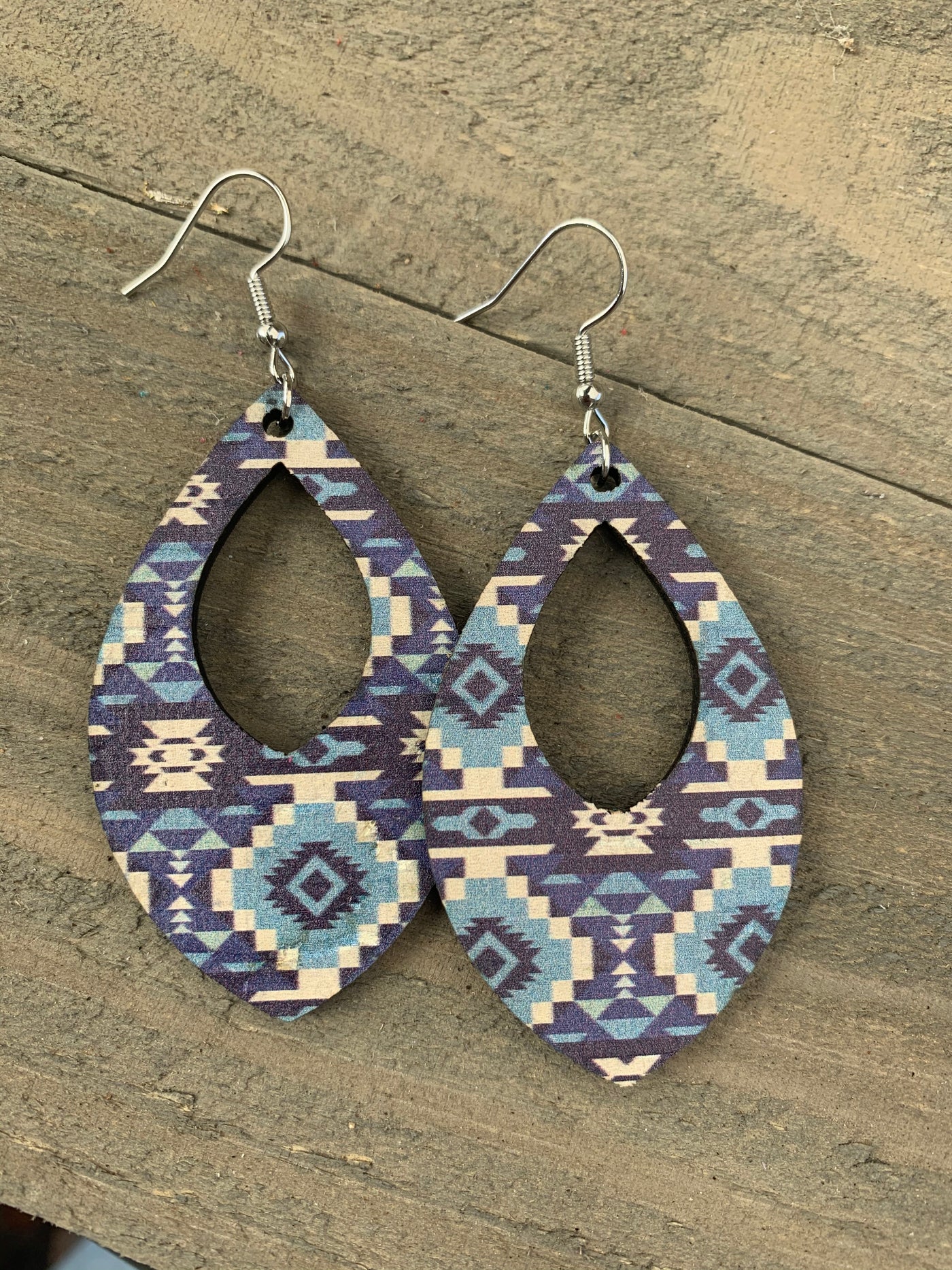 Blue Aztec Cork Teardrop Earring - Jill's Jewels | Unique, Handcrafted, Trendy, And Fun Jewelry