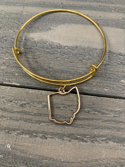Gold Ohio Cutout Bangle Bracelet - Jill's Jewels | Unique, Handcrafted, Trendy, And Fun Jewelry