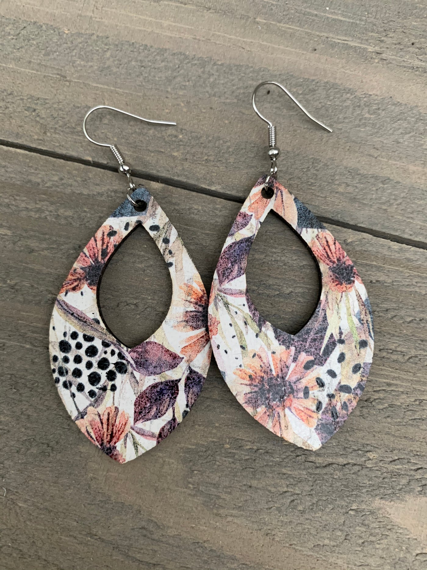 Fall Floral Cork Teardrop Earring - Jill's Jewels | Unique, Handcrafted, Trendy, And Fun Jewelry
