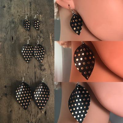 Rose Gold and Gold Woven Leather Earrings - Jill's Jewels | Unique, Handcrafted, Trendy, And Fun Jewelry