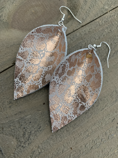 Rose Gold Leopard Print Leather Earrings - Jill's Jewels | Unique, Handcrafted, Trendy, And Fun Jewelry