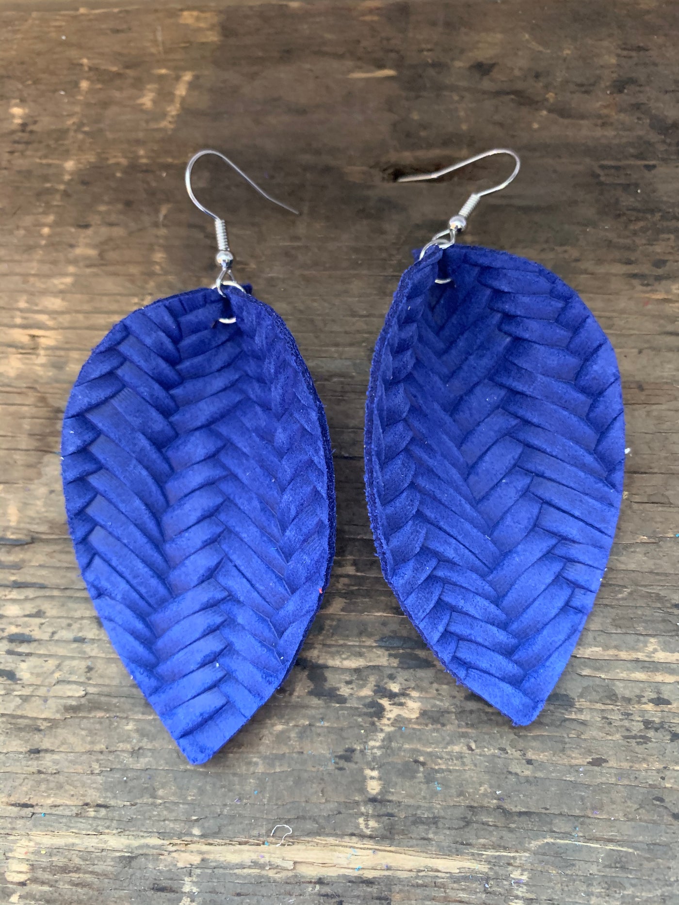 Lapis Blue Braided Leather Earrings - Jill's Jewels | Unique, Handcrafted, Trendy, And Fun Jewelry
