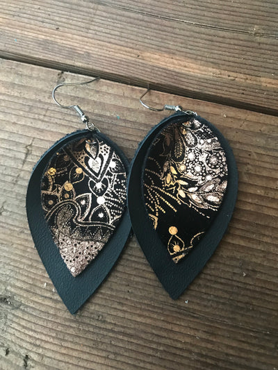 Black and Rose Gold Paisley Earrings - Jill's Jewels | Unique, Handcrafted, Trendy, And Fun Jewelry