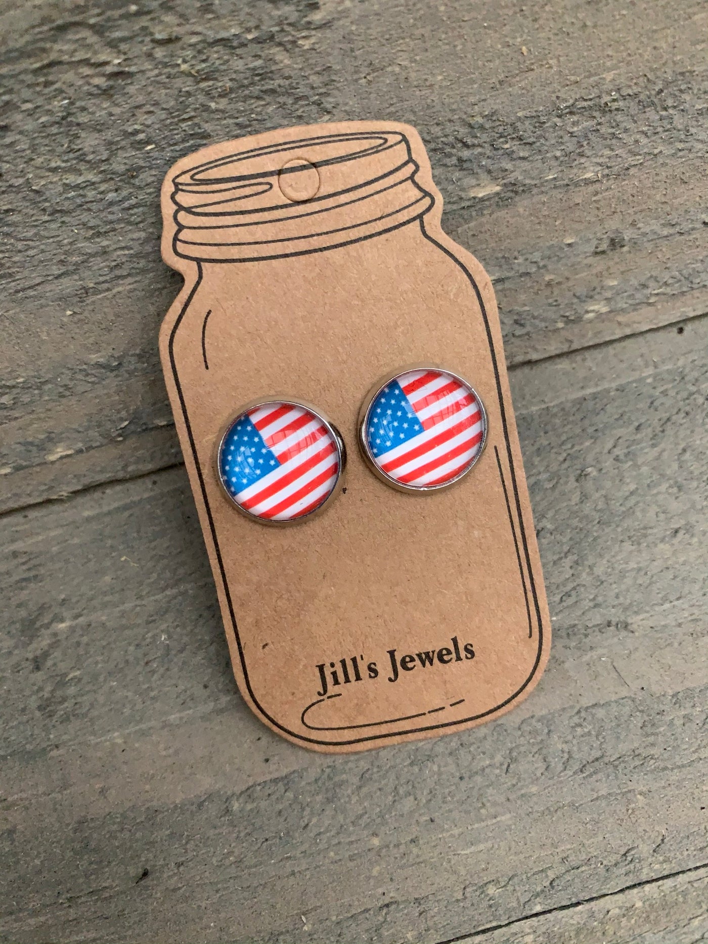 American Flag Stud Earrings - Jill's Jewels | Unique, Handcrafted, Trendy, And Fun Jewelry
