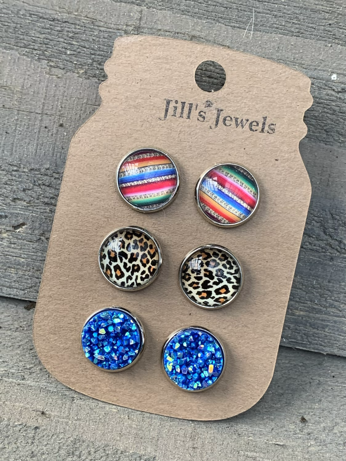 Rainbow Leopard Serape Faux Druzy Earring 3 Set - Jill's Jewels | Unique, Handcrafted, Trendy, And Fun Jewelry