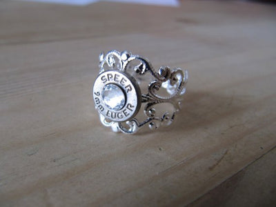 Bullet Ring-9mm Special Crystal Accent - Jill's Jewels | Unique, Handcrafted, Trendy, And Fun Jewelry