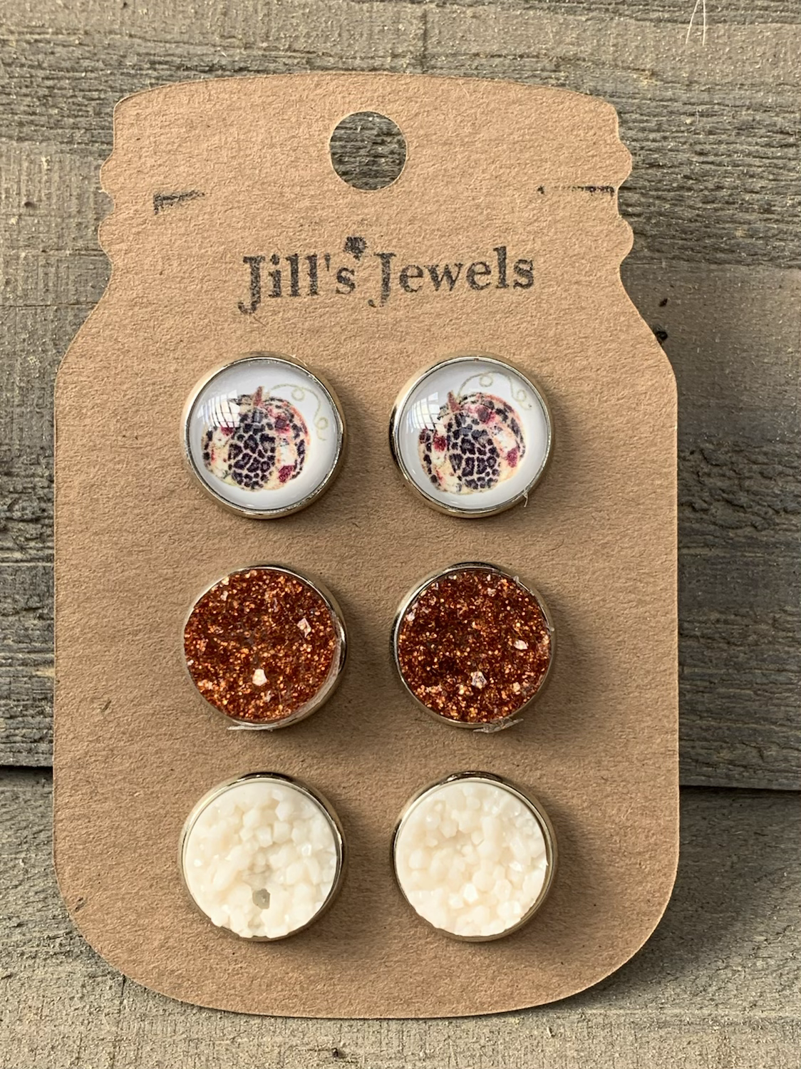 Fall Leopard Pumpkin Faux Druzy Earring 3 Set - Jill's Jewels | Unique, Handcrafted, Trendy, And Fun Jewelry