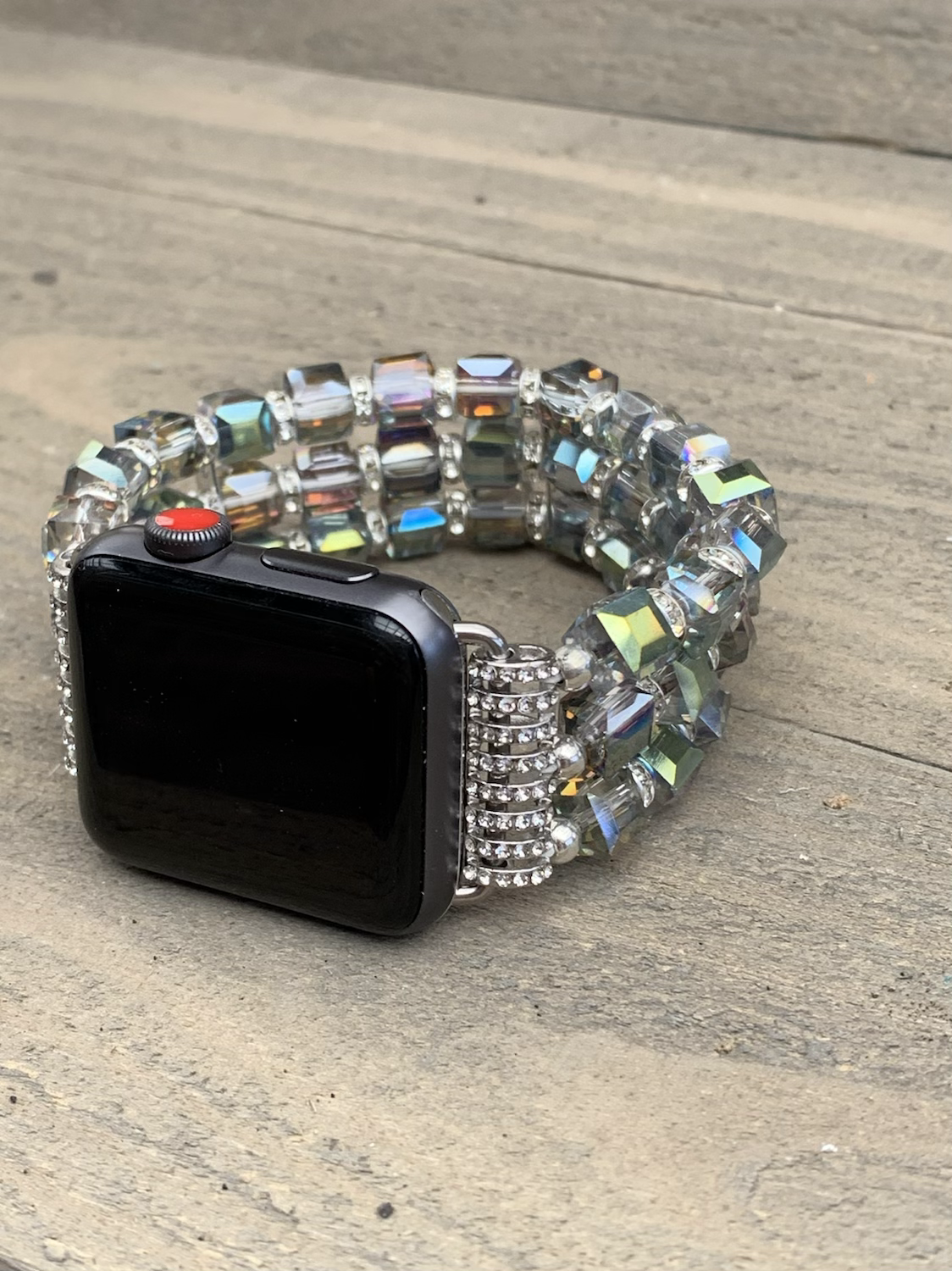 Rainbow Rhinestone Crystal Beaded Stretch Smart Watch Band - Jill's Jewels | Unique, Handcrafted, Trendy, And Fun Jewelry