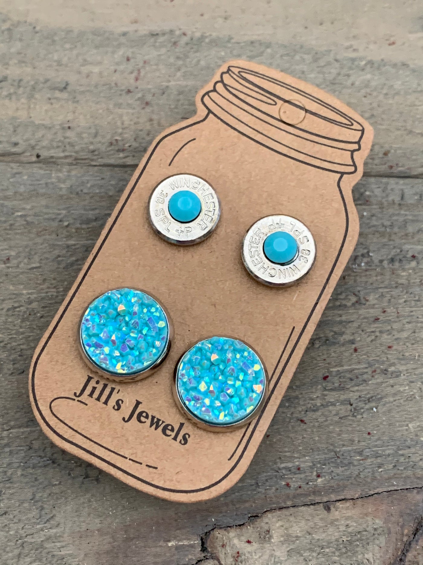 Turquoise Druzy and 38 bullet earring set - Jill's Jewels | Unique, Handcrafted, Trendy, And Fun Jewelry