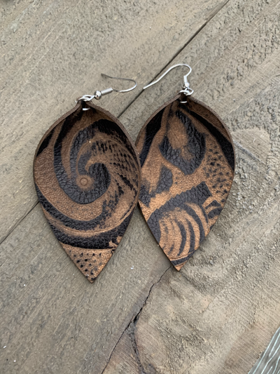 Brown Western Leather Earrings - Jill's Jewels | Unique, Handcrafted, Trendy, And Fun Jewelry