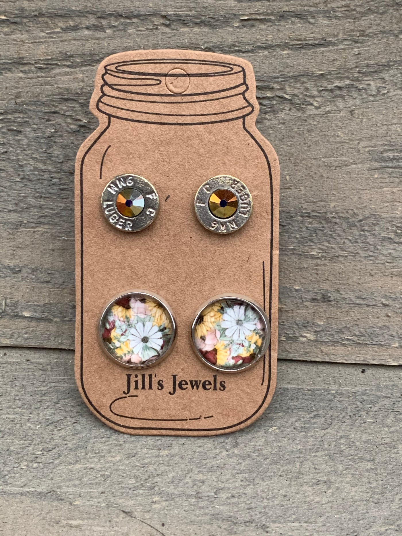 Mustard Daisy 9mm bullet earring set - Jill's Jewels | Unique, Handcrafted, Trendy, And Fun Jewelry