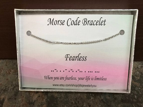 Morse Code Bracelet- Fearless - Jill's Jewels | Unique, Handcrafted, Trendy, And Fun Jewelry