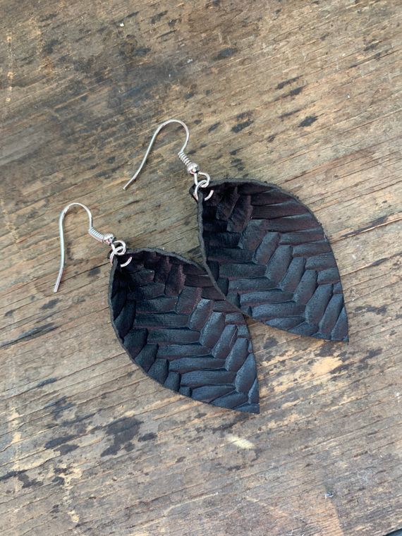 Black Braided Leather Earrings - Jill's Jewels | Unique, Handcrafted, Trendy, And Fun Jewelry