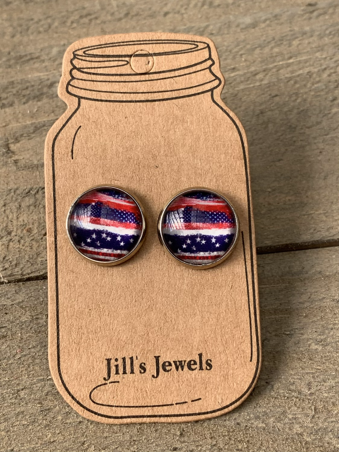 Red White and Blue Stripe Stud Earrings - Jill's Jewels | Unique, Handcrafted, Trendy, And Fun Jewelry