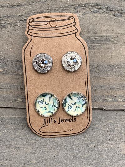 Army Green Camo 40 Caliber bullet earring set - Jill's Jewels | Unique, Handcrafted, Trendy, And Fun Jewelry